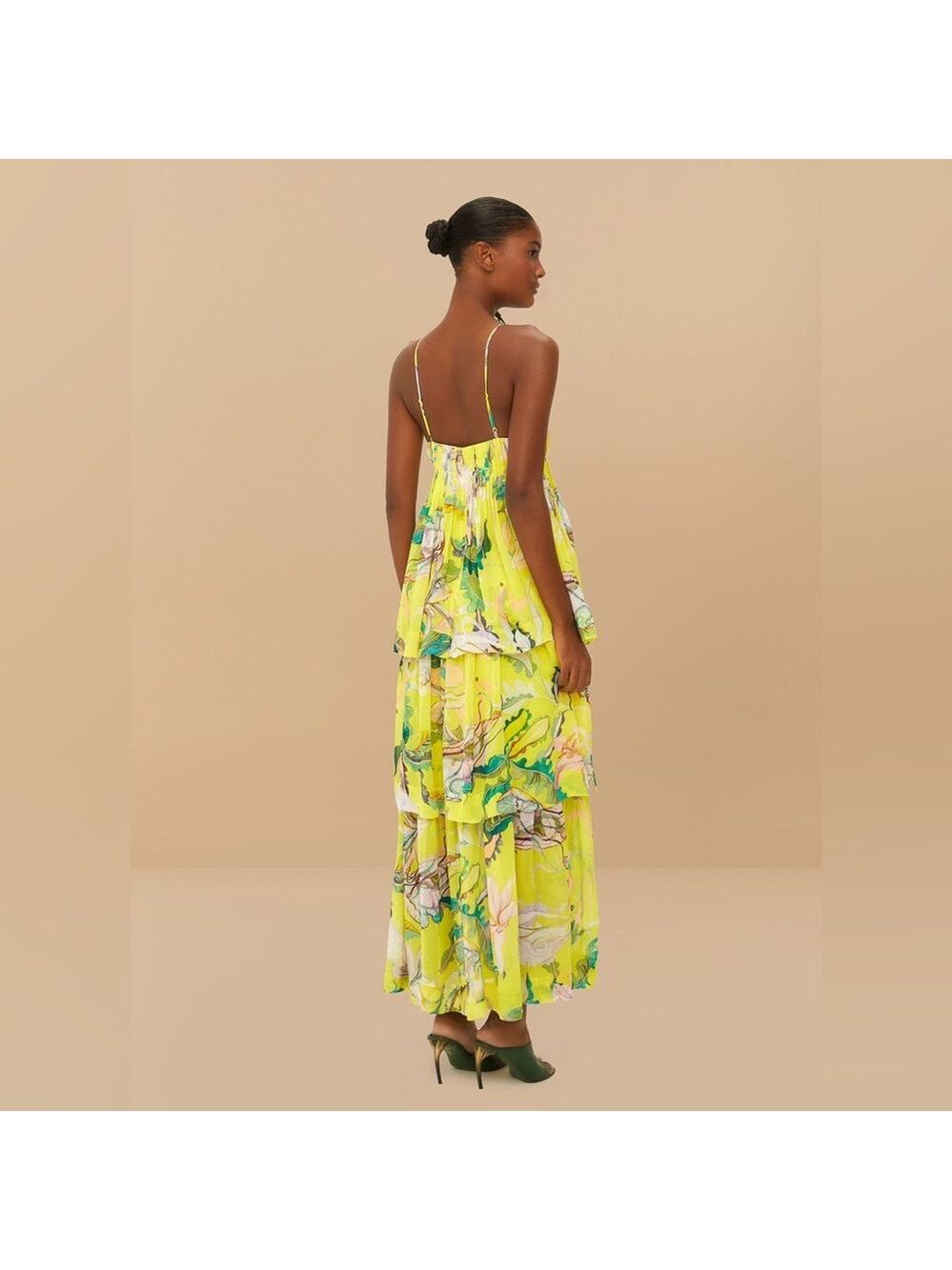 Farm Rio Yellow Jellyfish Bouquet Layered Maxi Dress - Picture 7 of 9